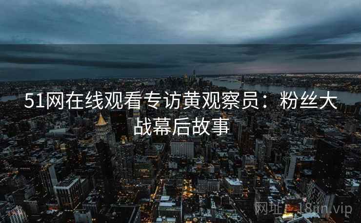 51网在线观看专访黄观察员：粉丝大战幕后故事